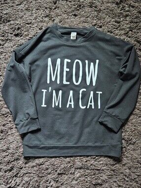 MEOW I'M A CAT" Black white NWOT size small crewneck long sleeve shirt top